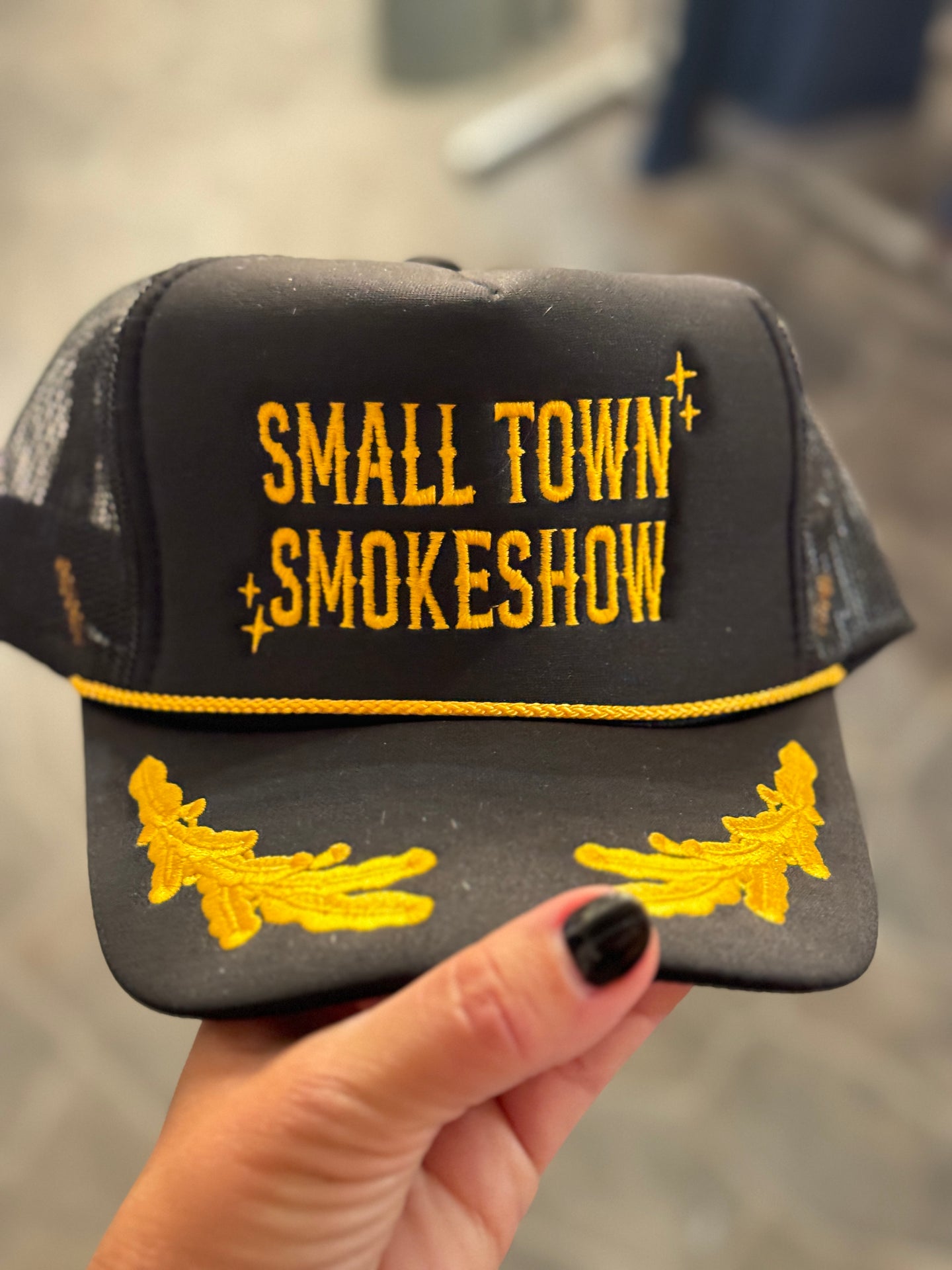 Small town smoke show trucker hat