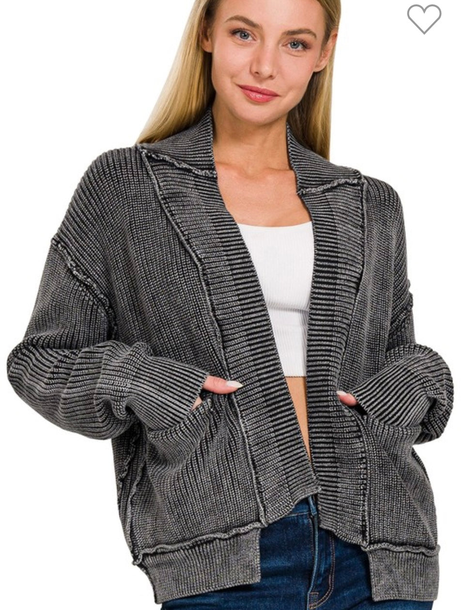 Washed dropped shoulder sweater