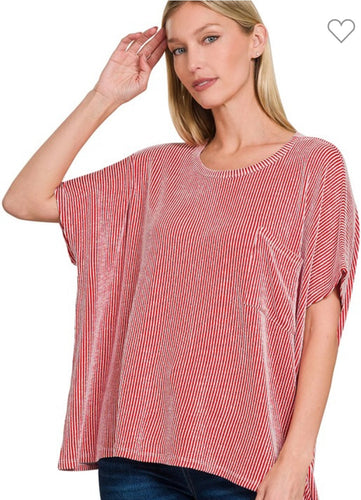 Corded ribbed shortsleeved