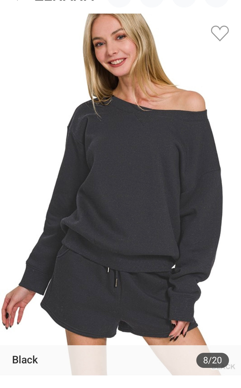Boatneck sweatshirt and shorts