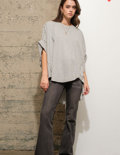Studded oversized hi low tee