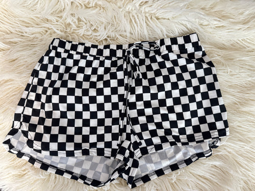 Checkered drawstring shorts