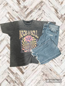 Rock and roll rose graphic tee