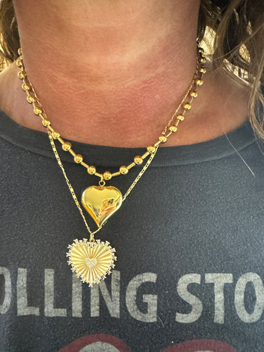 18k ball chain heart necklace
