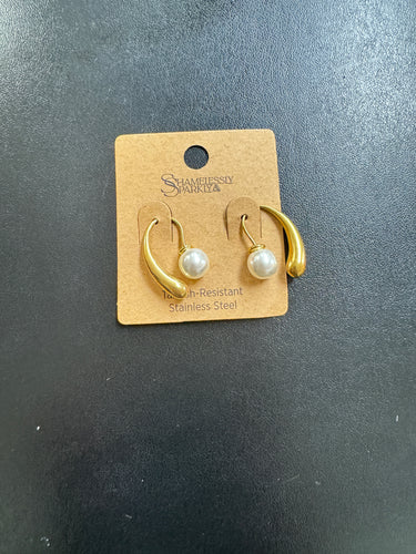 18k waterproof pearl drop earrings