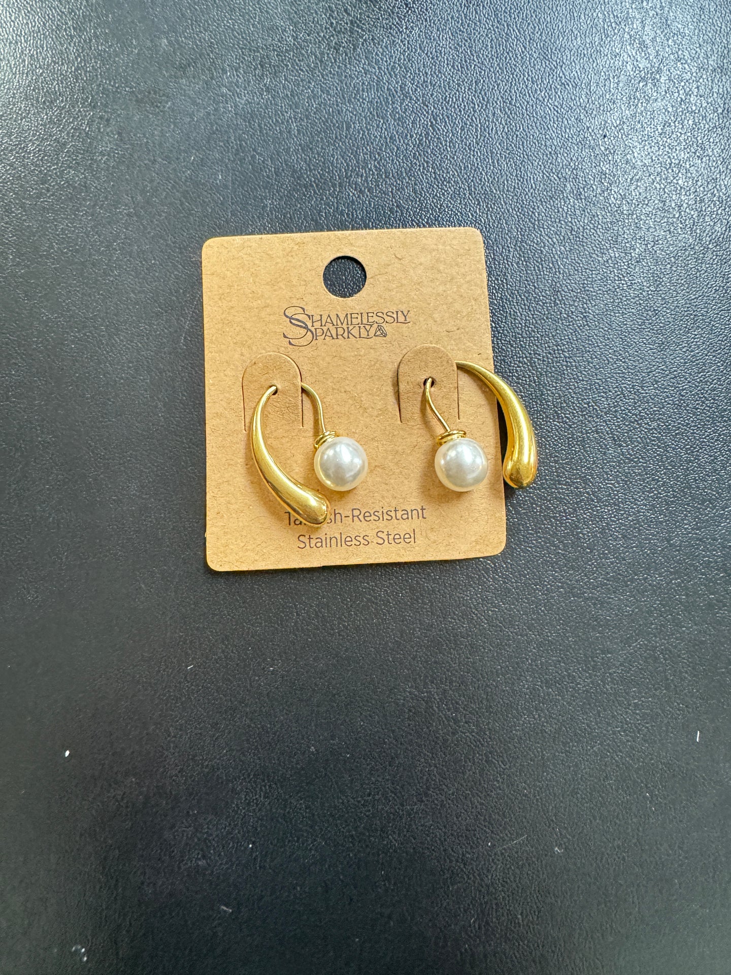 18k waterproof pearl drop earrings
