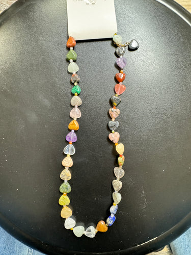 Heart agate stone necklace