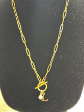 Load image into Gallery viewer, Initial with pearl necklace