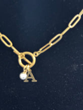 Load image into Gallery viewer, Initial with pearl necklace