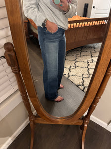 Mid rise medium wash jeans