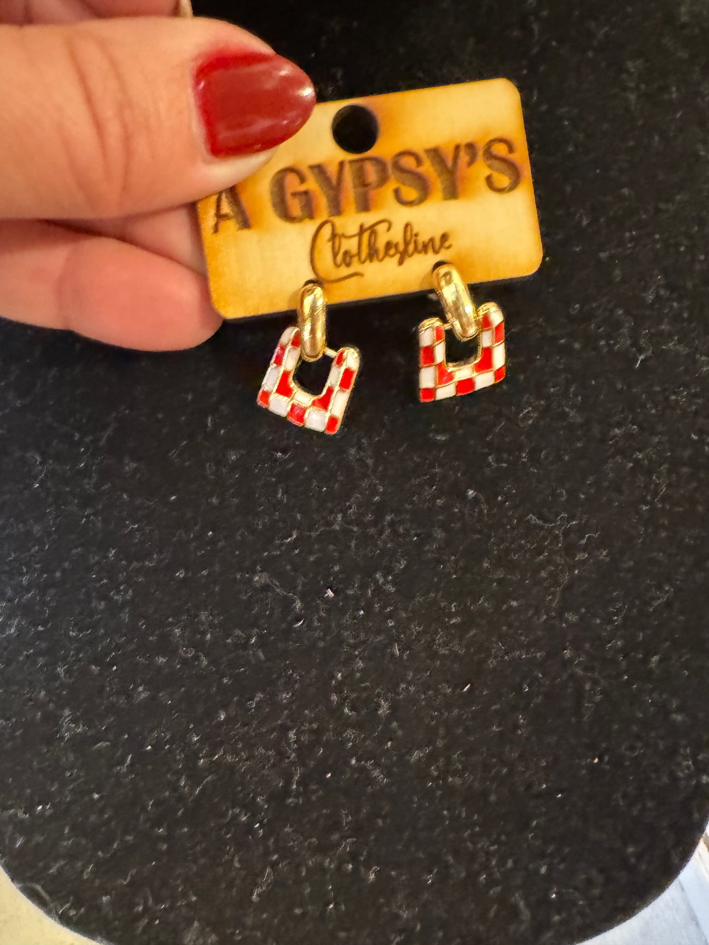 Check earrings
