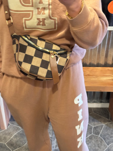 Checked bum bag