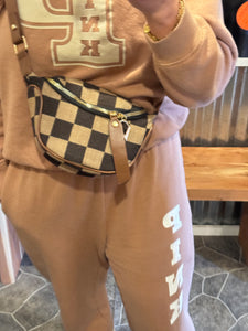 Checked bum bag