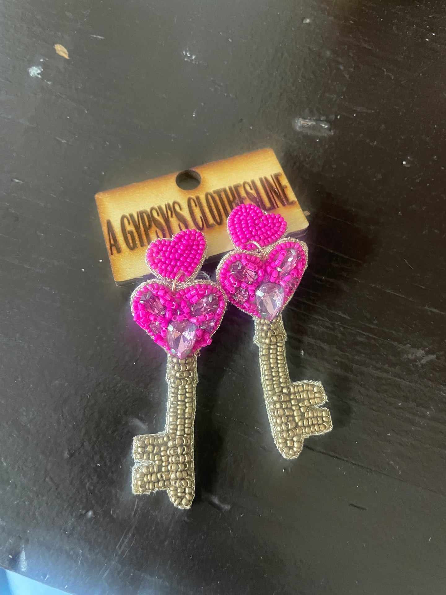Key bead earrings