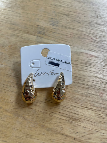 gold hammered teardrop