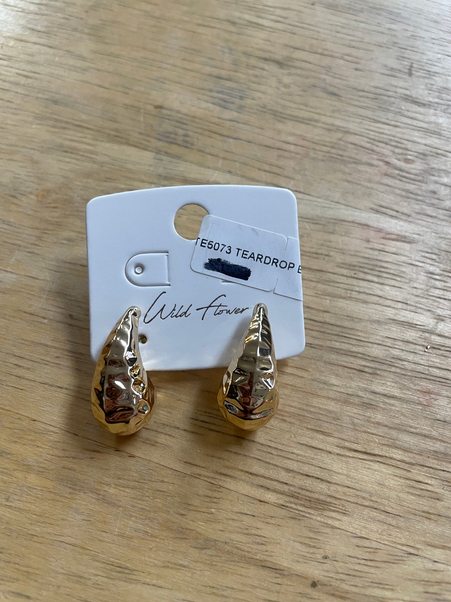 gold hammered teardrop