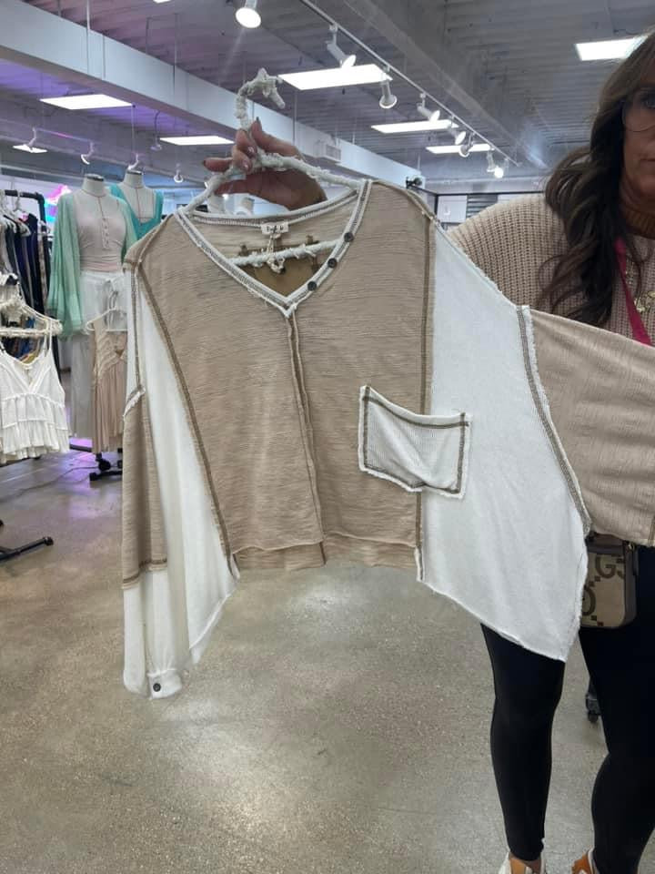 Beige/Off White Top